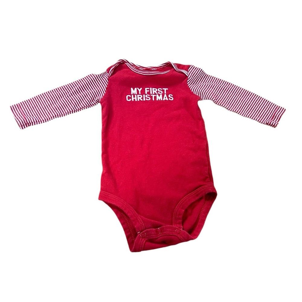 Carter's "My First Christmas" Santa Christmas Holiday Bodysuit 9 Month Red